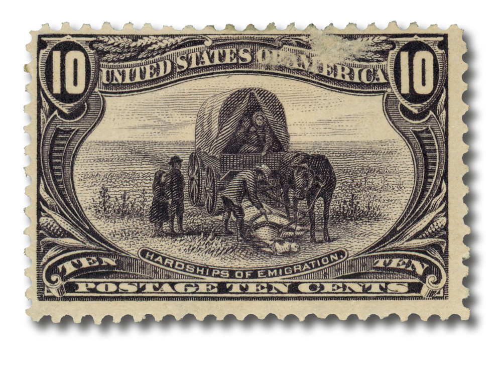 290 - 1898 10c Hardships of Emigration, Gray Violet - Mystic Stamp