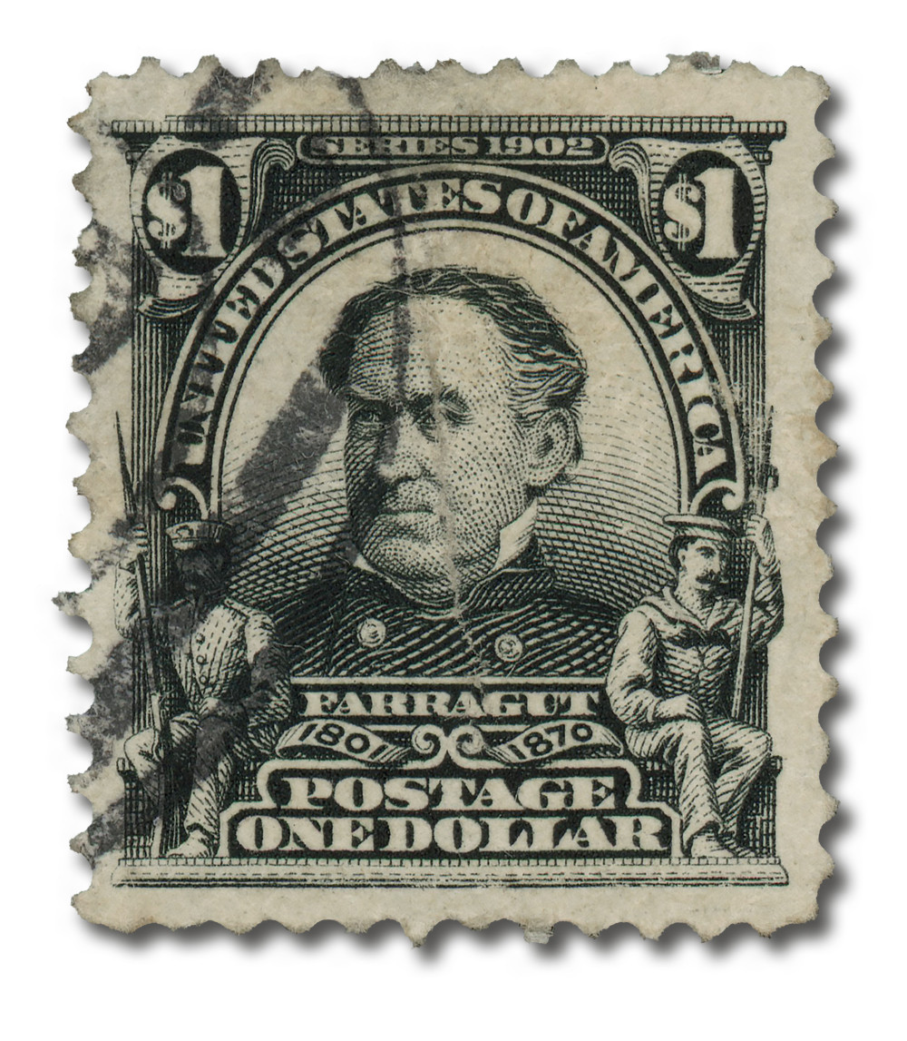 311 - 1903 $1 David G. Farragut, Black, Double Line Watermark