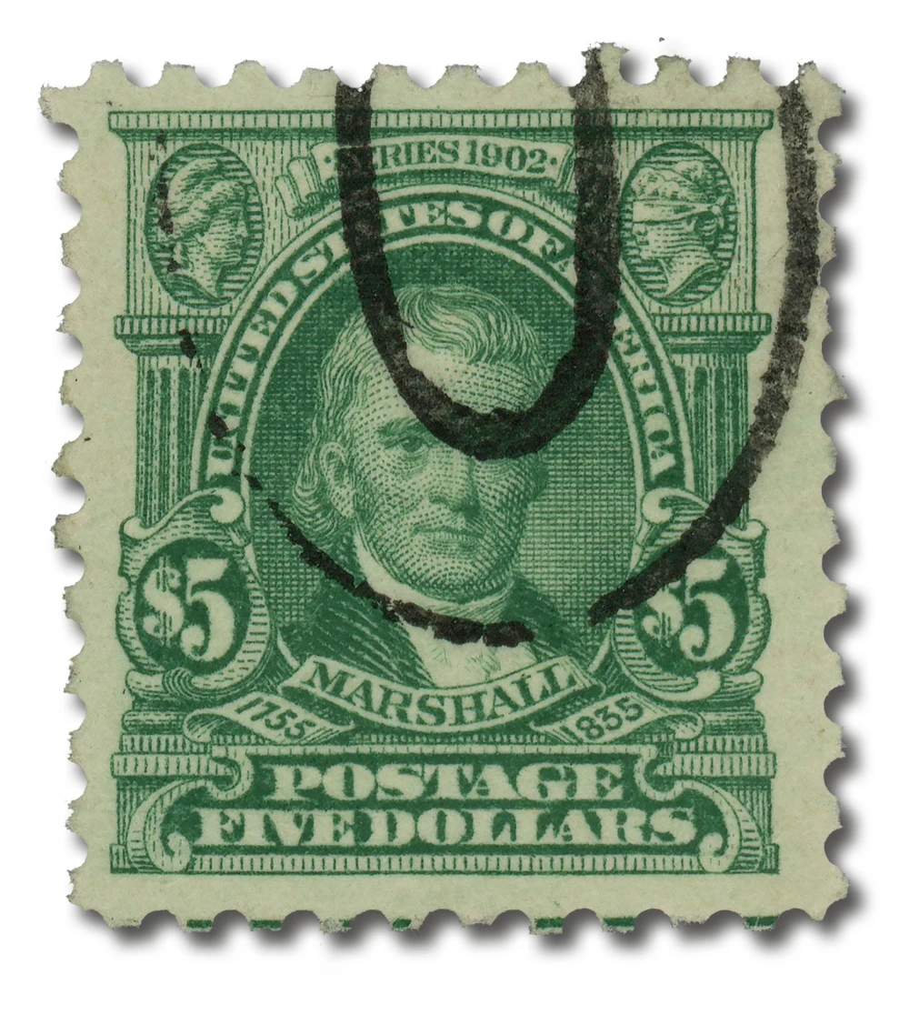 480 - 1917 $5 John Marshall, Light Green, Unwatermarked, Perf. 10
