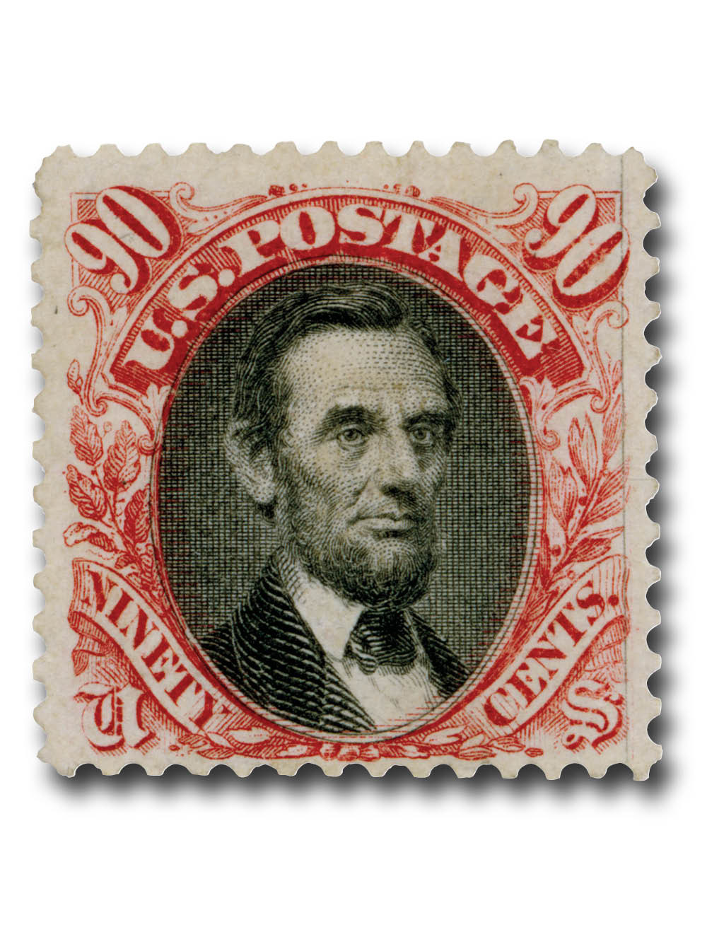 122 - 1869 90c Abraham Lincoln, Carmine and Black, Hard Wove Paper