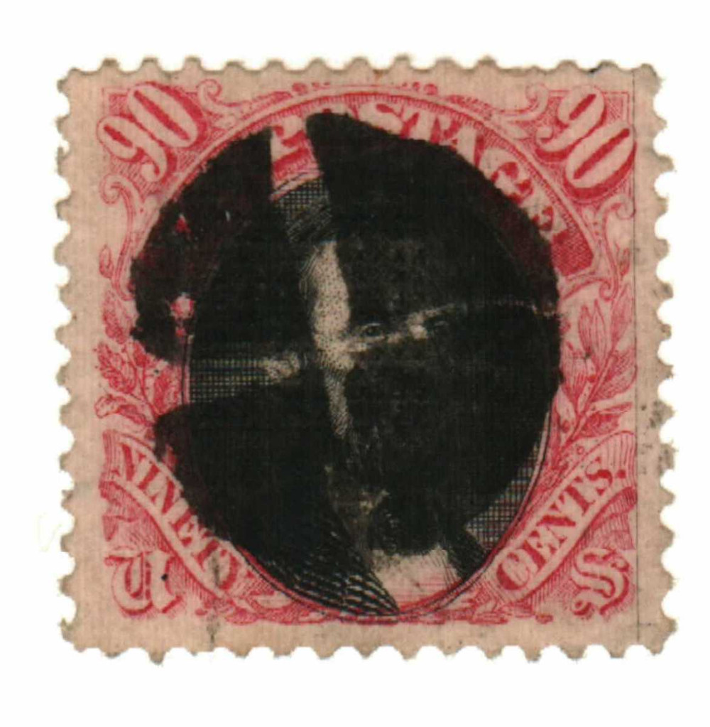 122 - 1869 90c Abraham Lincoln, Carmine and Black, Hard Wove