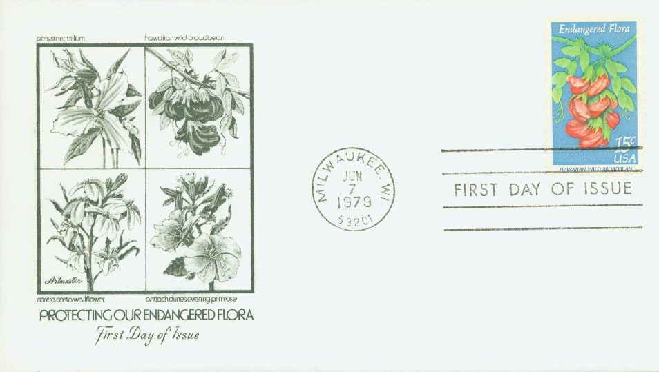 1784 - 1979 15c Endangered Flora: Hawaiian Wild Broadbean - Mystic