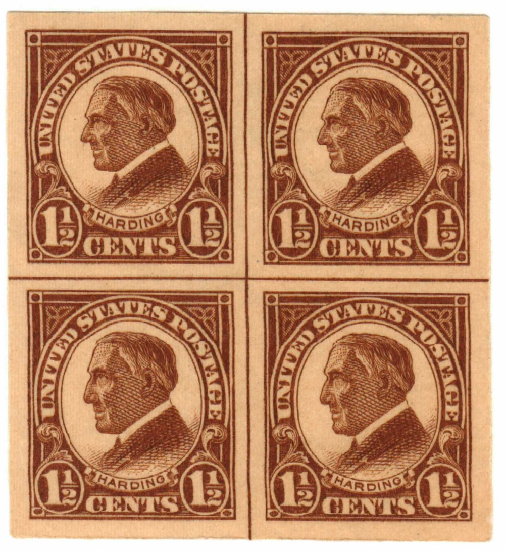 576 - 1925 1 1/2c Warren G. Harding, Yellow Brown, Imperf