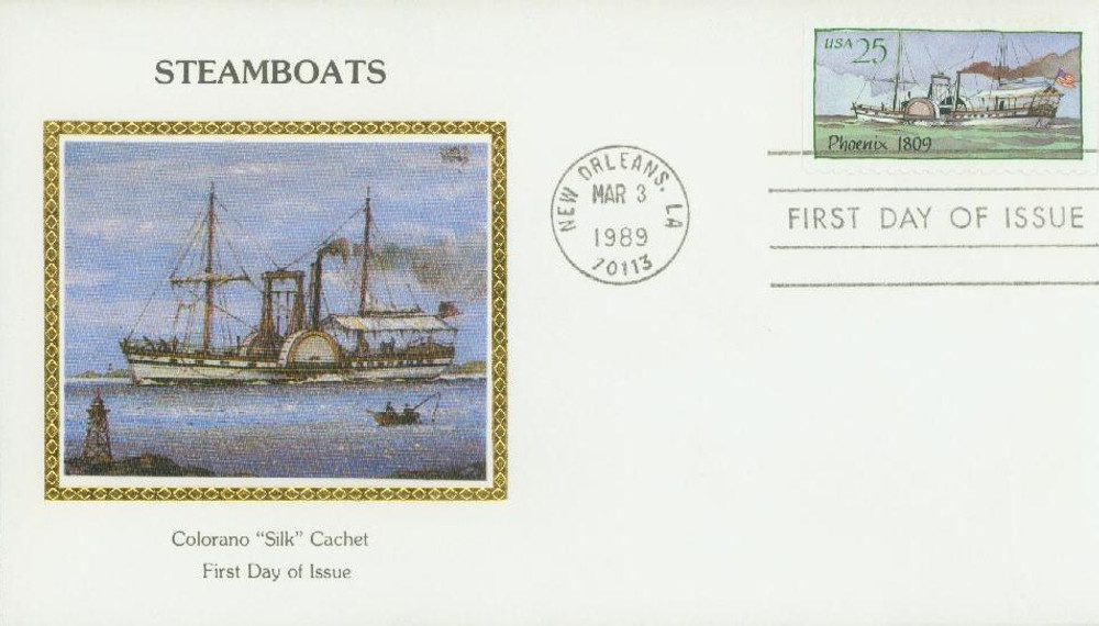 2406 - 1989 25c Steamboats: Phoenix 1809 - Mystic Stamp Company