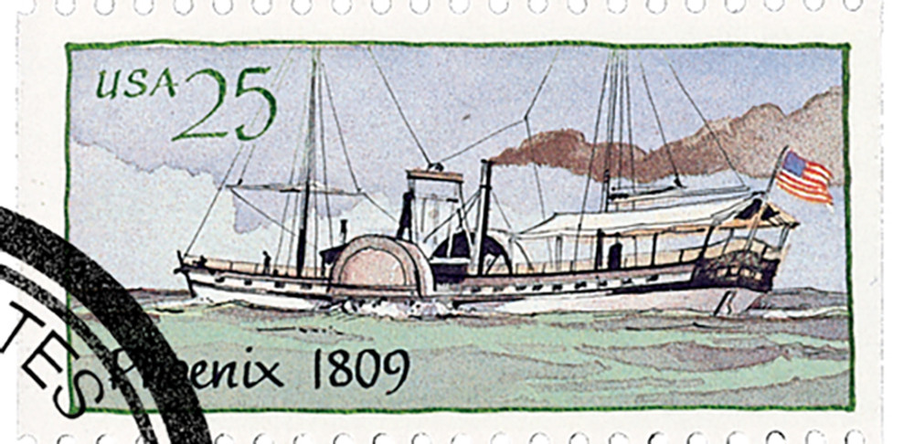 スティームボート　トランプ 2406 - 1989 25c Steamboats: Phoenix 1809 - Mystic Stamp Company
