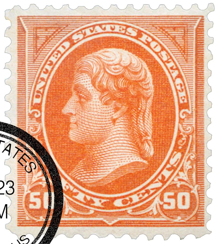 275 - 1895 50c Thomas Jefferson, Orange, Double Line Watermark