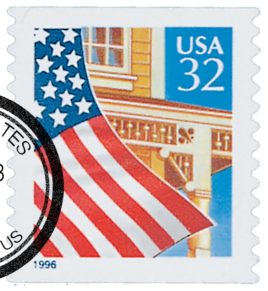 2915B - 1996 32c Flag Over Porch, Self-Adhesive, Coil - Mystic