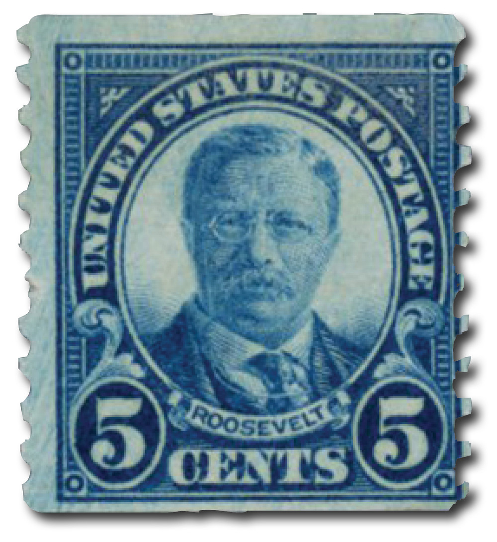 602 - 1924 5c Theodore Roosevelt, Dark Blue, Perf. 10 Vertically
