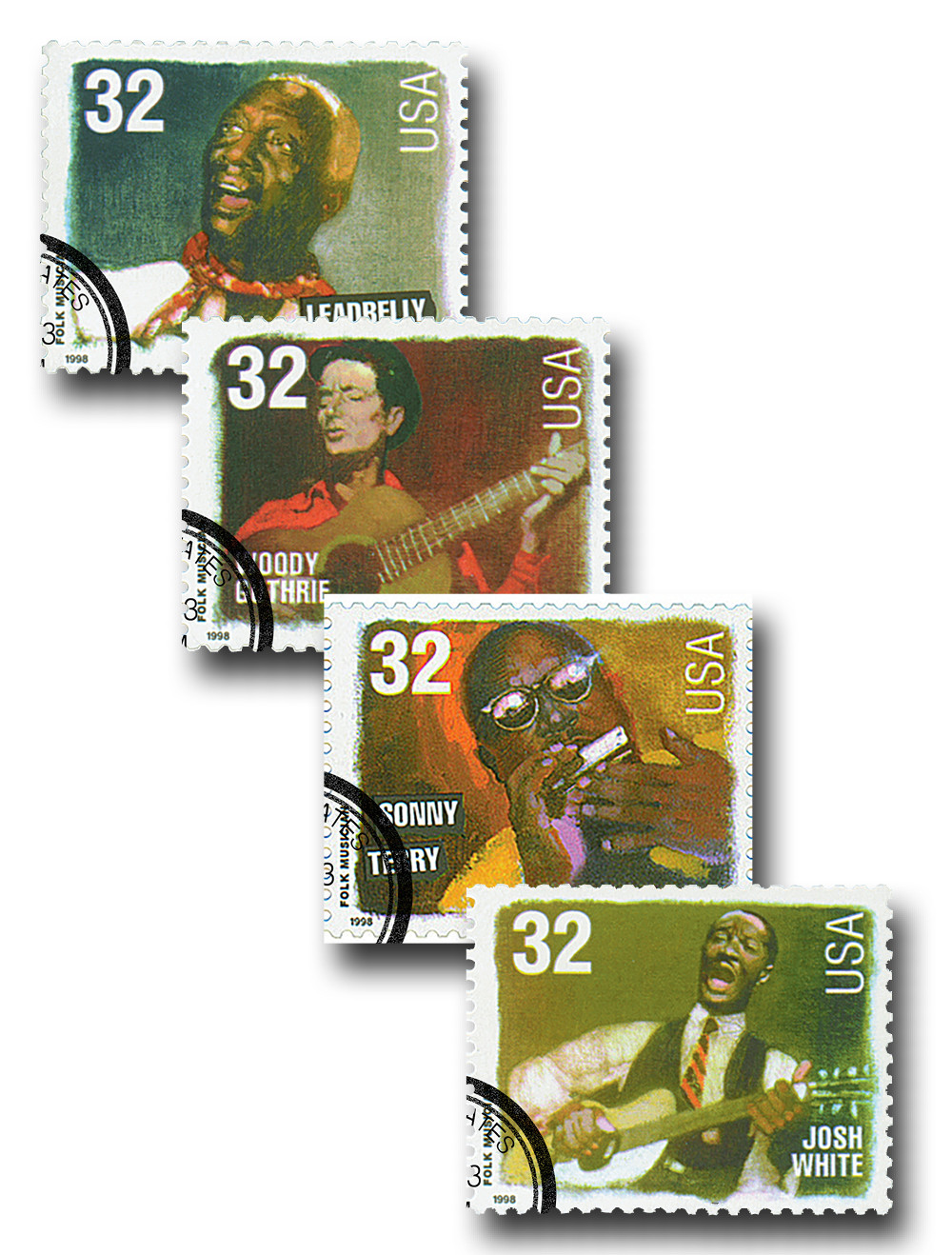 3212-15 - 1998 32c Folk Musicians - Mystic Stamp Company