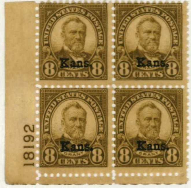 666 - 1929 8c Ulysses S. Grant, Olive Green, Kansas Overprint