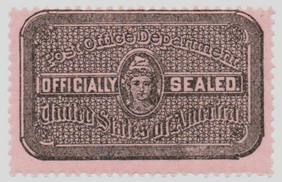 OX17 - 1916 Post Office Seal - Perf 12, Black, Pink Paper - Mystic