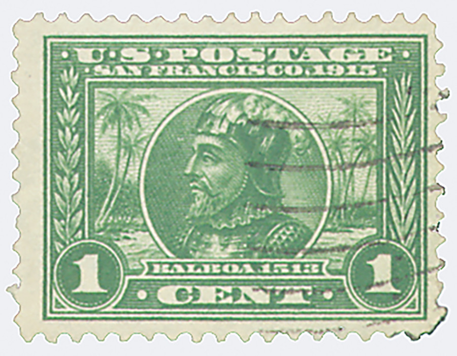 401 - 1913 1c Vasco Nunez de Balboa, Green, Perf. 10 - Mystic