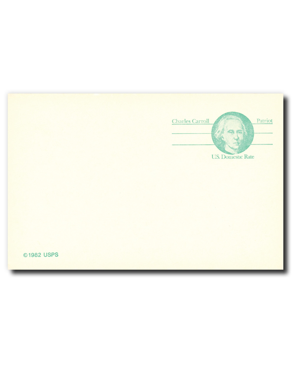 UY35 - 1985 14c Postal Card, Charles Carroll, Blue Green - Mystic