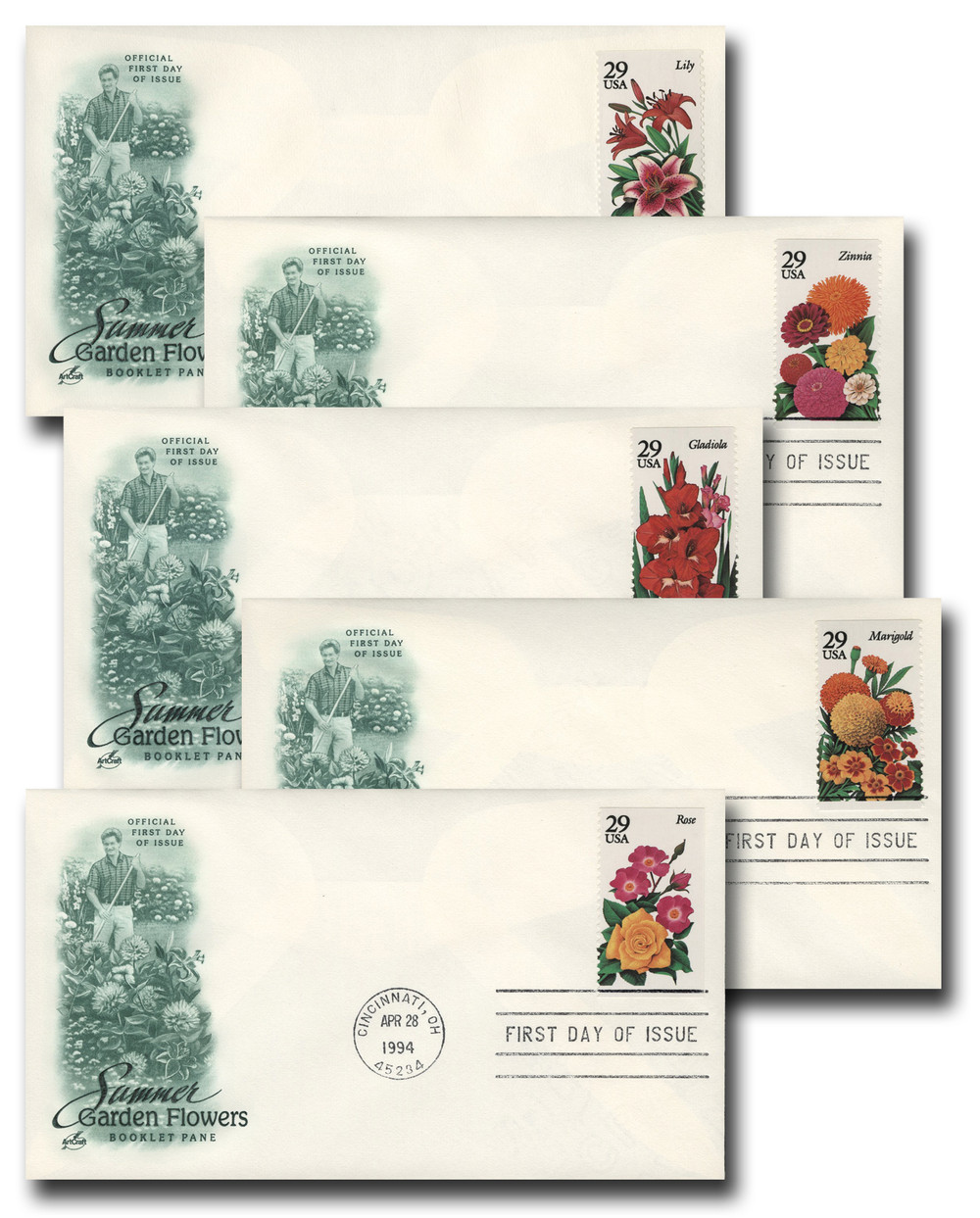2829-33 - 1994 29c Summer Garden Flowers - Mystic Stamp Company
