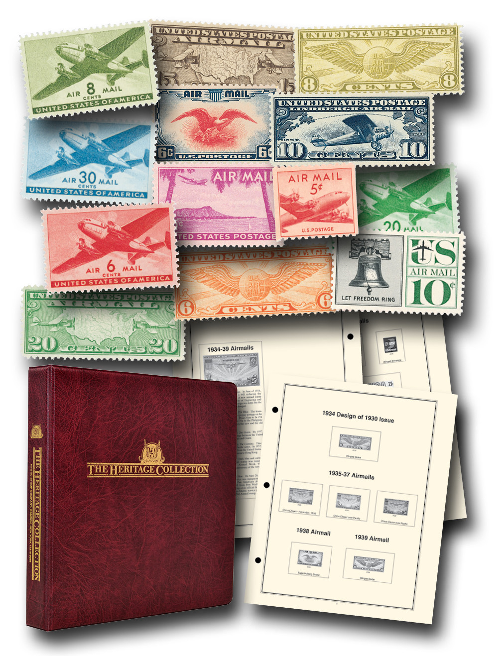 小さな本 U.S. AIRMAIL STAMPS USA-C1-150__72458.1738114210.