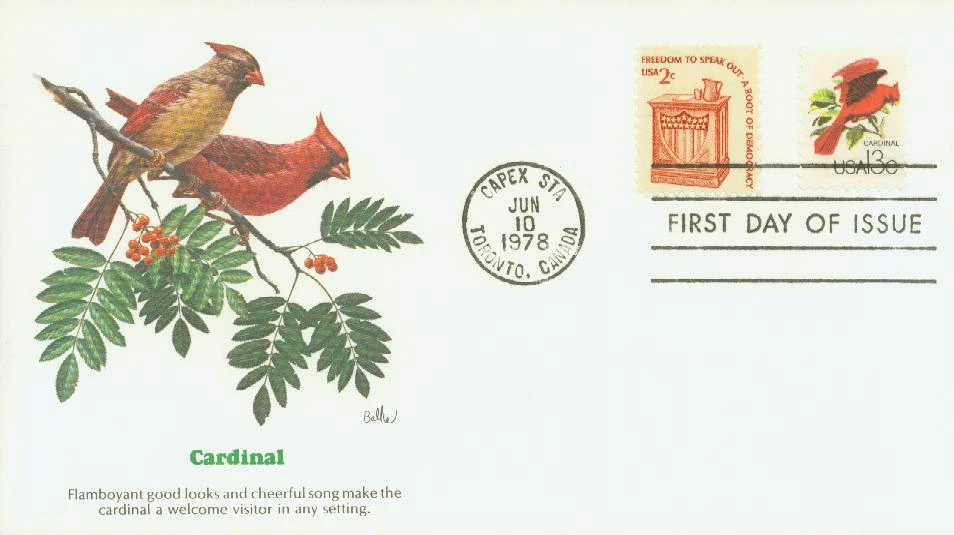 1757a - 1978 13c CAPEX Wildlife: Cardinal - Mystic Stamp Company