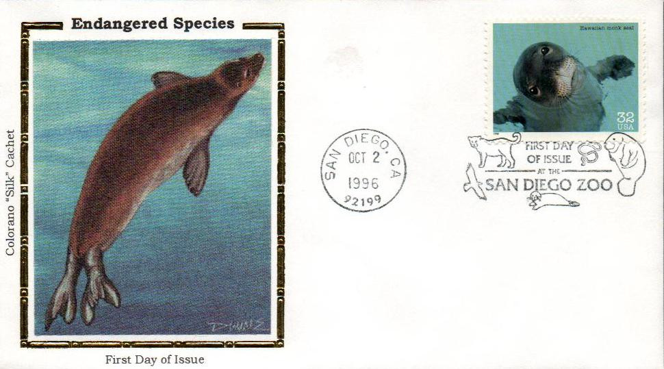 HAWAIIAN SEALS様 リクエスト 5点 まとめ商品 3105c - 1996 32c Endangered Species: Hawaiian Monk Seal - Mystic