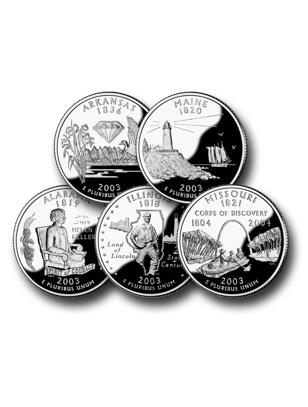 CN200325P - 2003 U.S. Statehood Quarters, P Mint set of 5 - Mystic