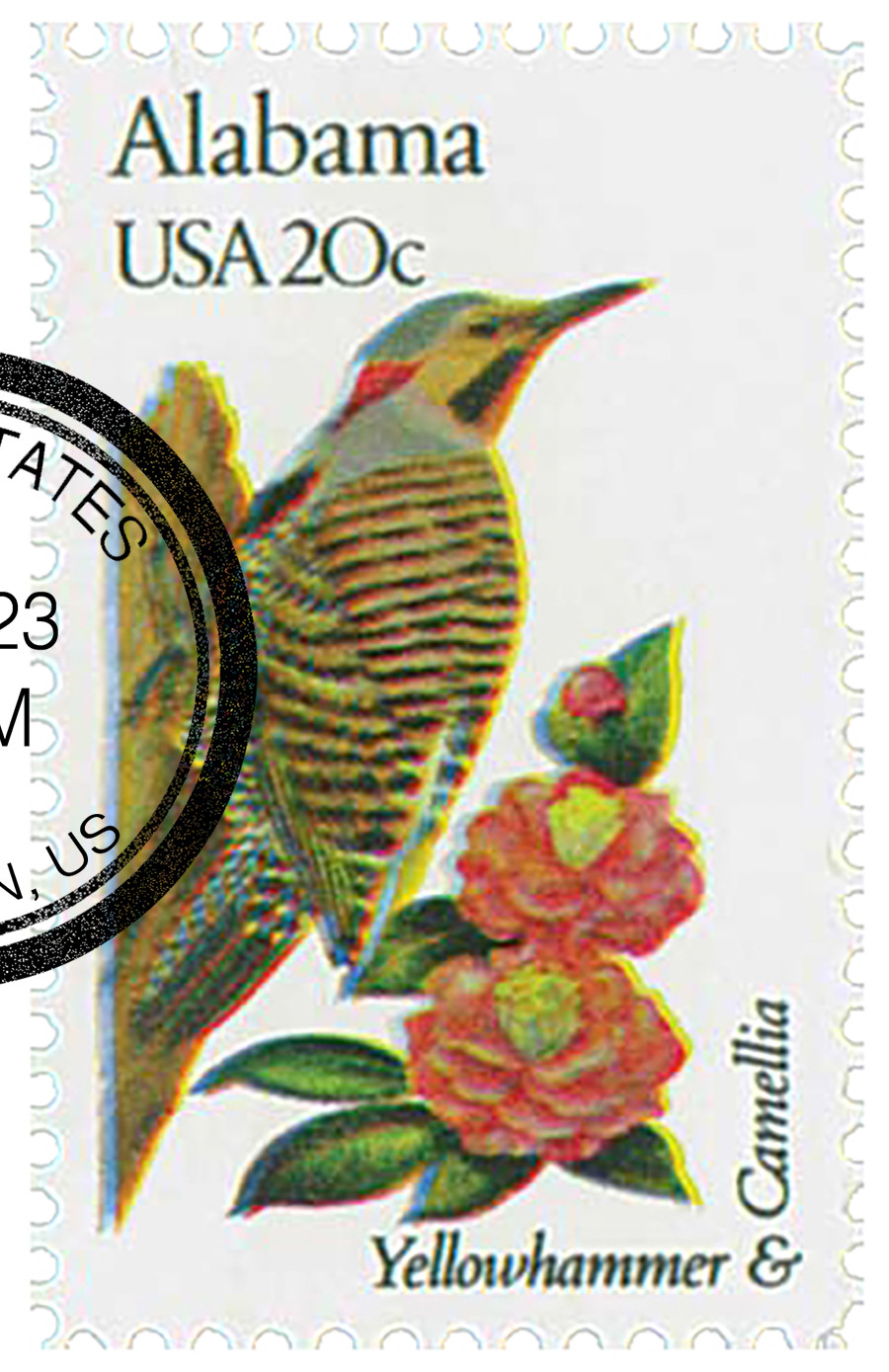 1953 - 1982 20c State Birds & Flowers: Alabama - Mystic Stamp Company