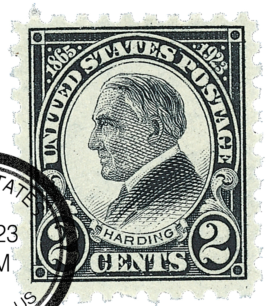 612 - 1923 2c Warren G. Harding, Black, Perf. 10 - Mystic Stamp