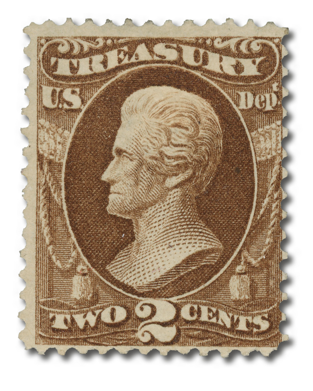 O73 - 1873 2c Treasury Department Official, Brown, Hard Paper