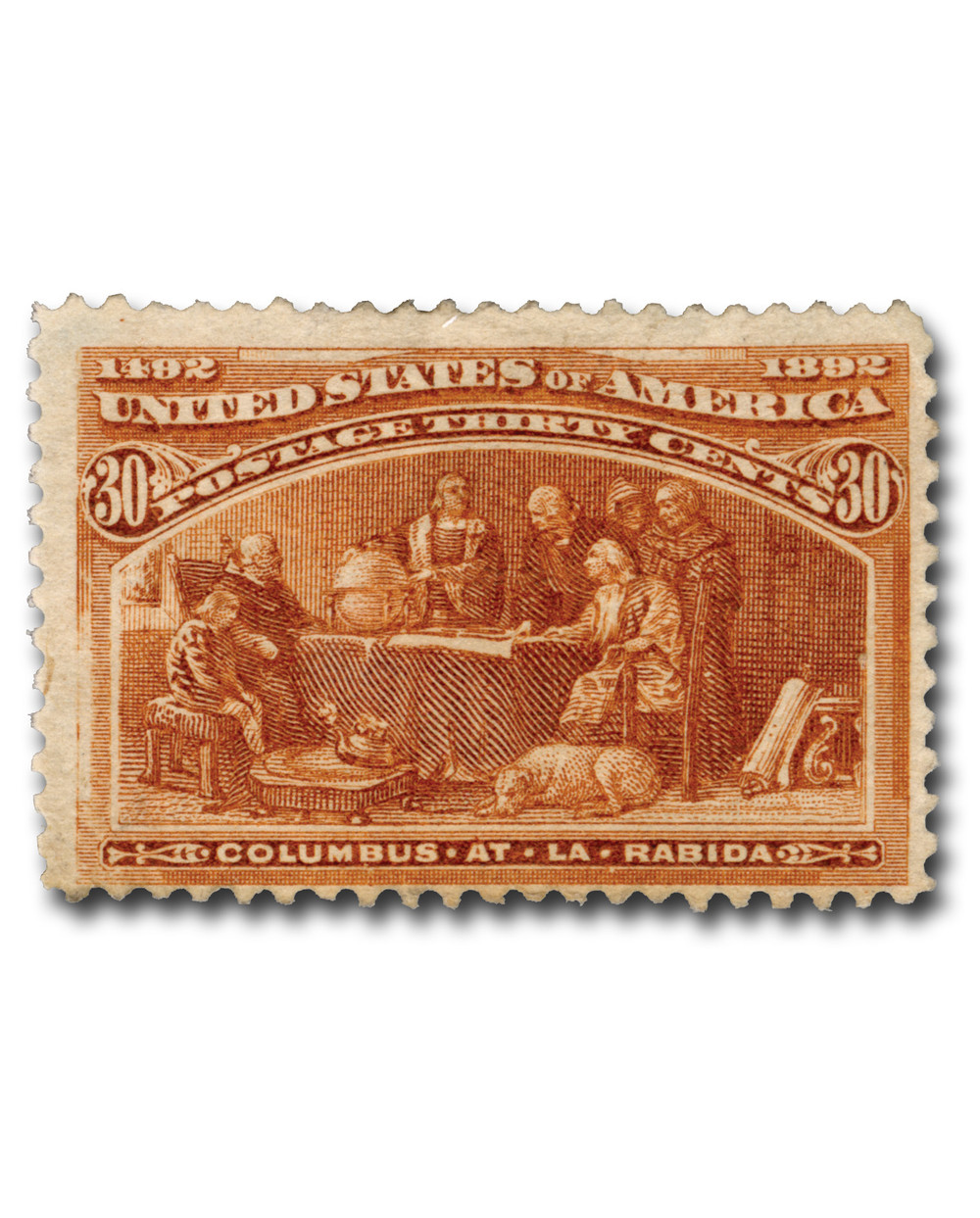 239 - 1893 30c Columbus at La Rabida, Orange Brown - Mystic