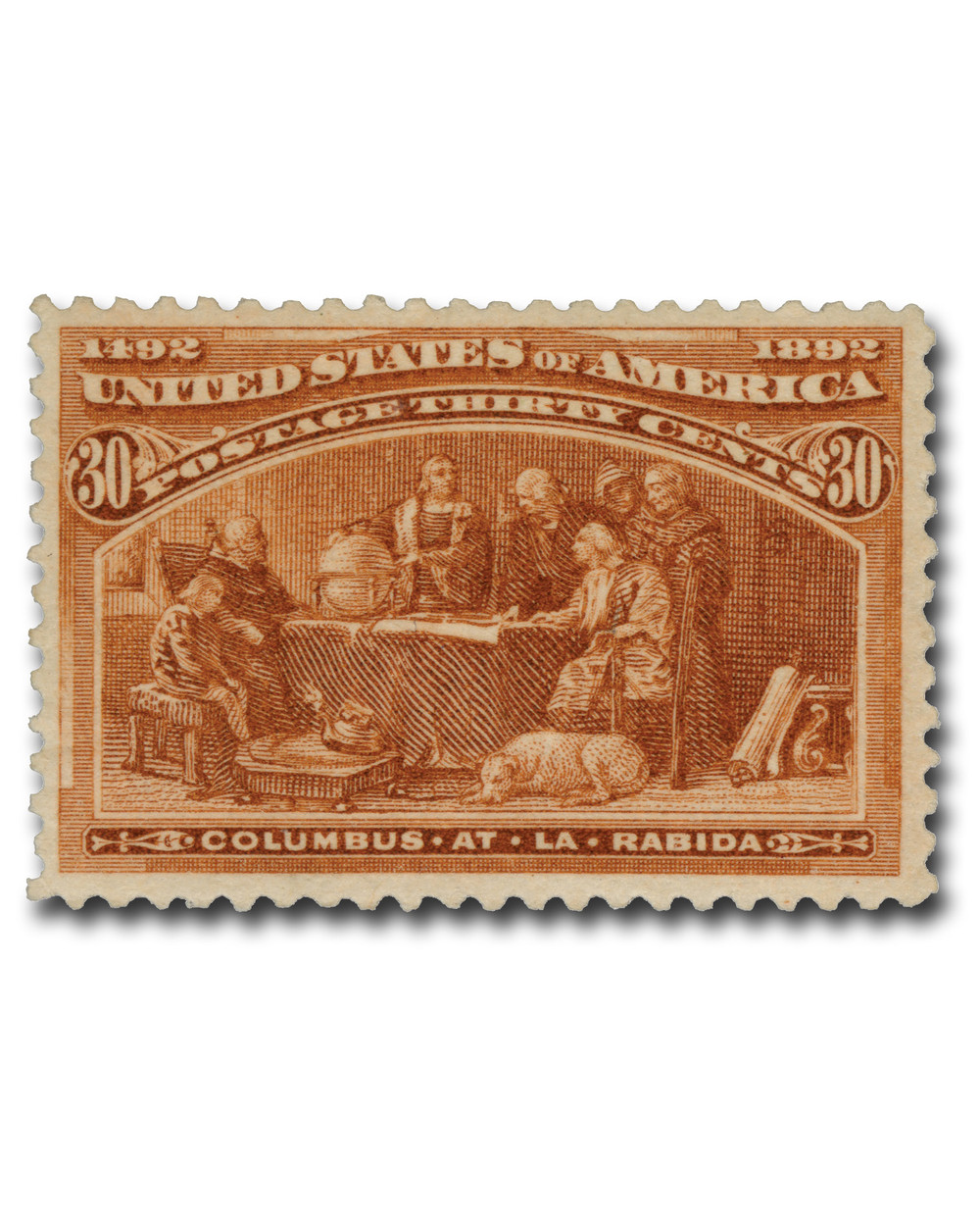 239 - 1893 30c Columbus at La Rabida, Orange Brown - Mystic Stamp