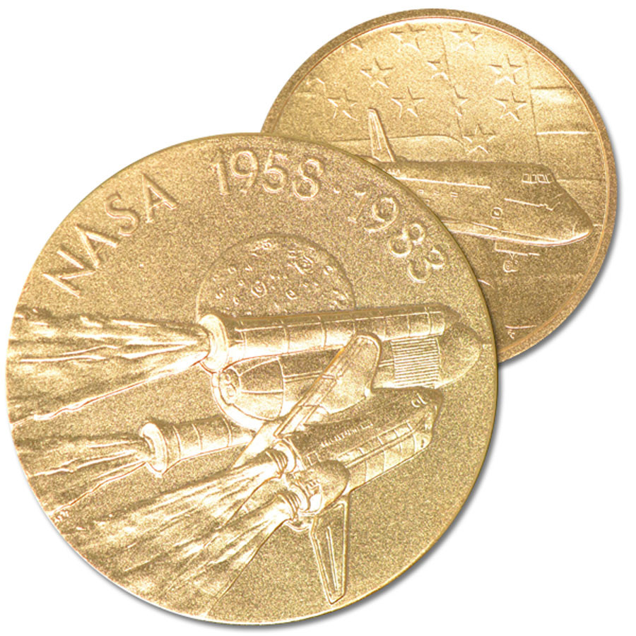 NASA25 - NASA 25th Anniversary Medal - 1958-1983 - goldtone
