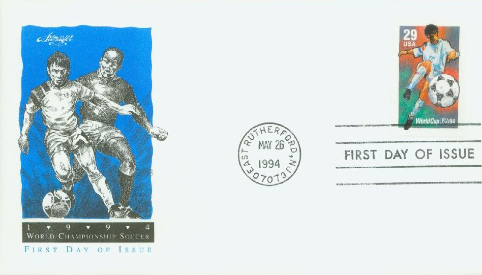 2834 - 1994 29c World Cup Soccer: Kicking the Ball - Mystic Stamp