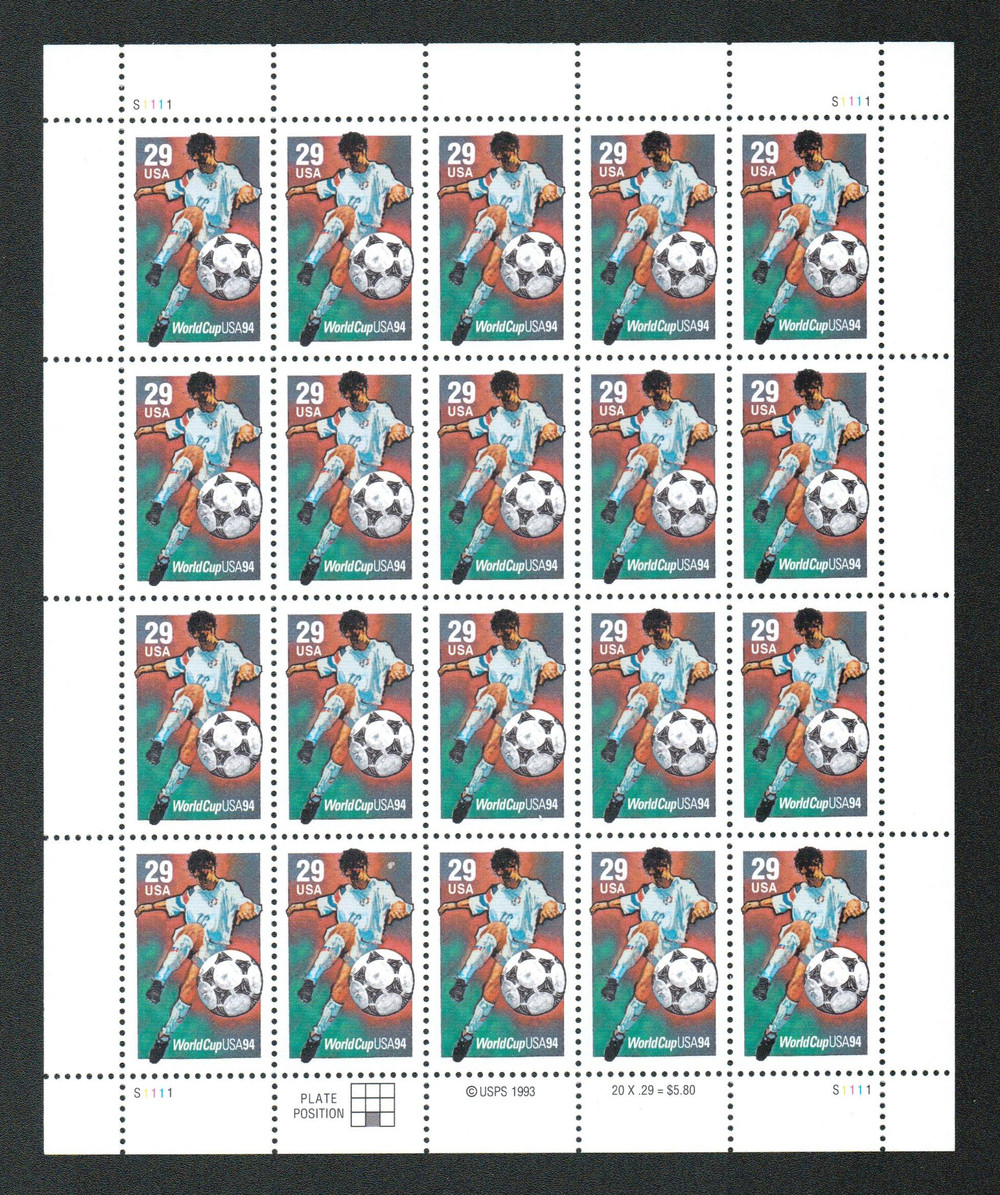 2834 - 1994 29c World Cup Soccer: Kicking the Ball - Mystic Stamp