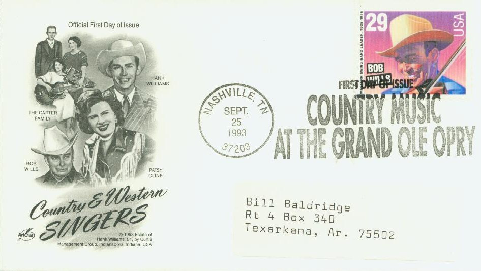 2774 - 1993 29c Country Music Legends: Bob Wills - Mystic Stamp