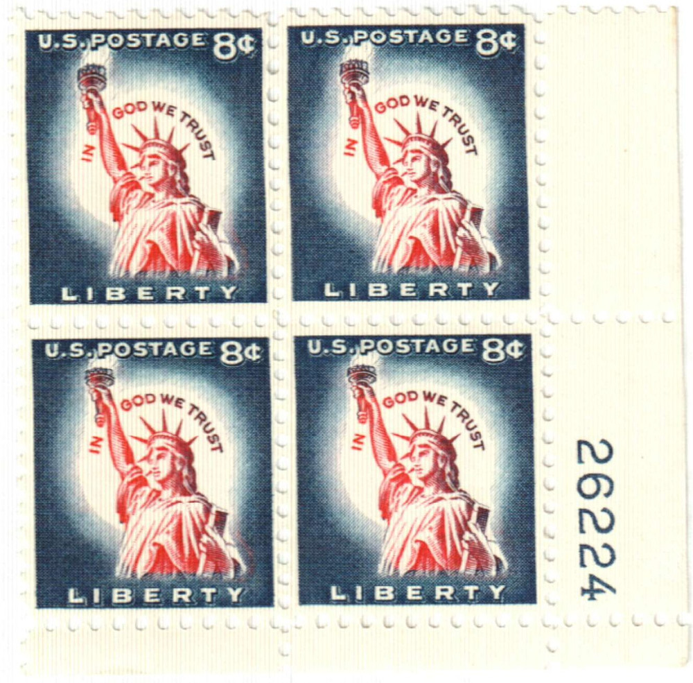 1042 - 1958 8c Liberty Series: Statue of Liberty, Redrawn, Giori