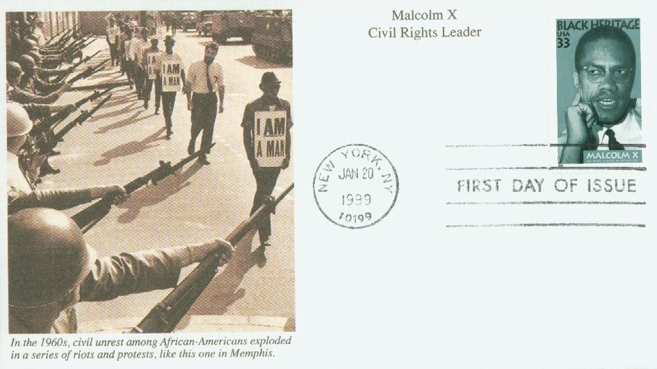 3273 - 1999 33c Black Heritage: Malcolm X - Mystic Stamp Company