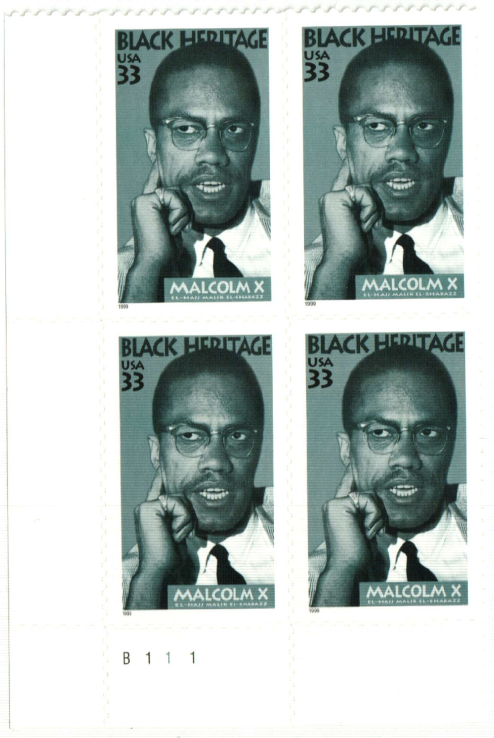 3273 - 1999 33c Black Heritage: Malcolm X - Mystic Stamp Company