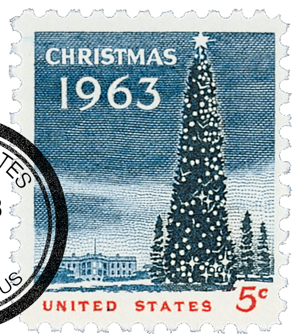 1240 - 1963 5c Christmas Tree and the White House - Mystic