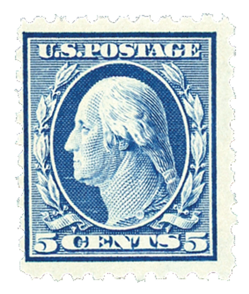 1900年製 FASTMAIL ビンテージトランプ 428 - 1914 5c Washington, Blue, Single Line Watermark, Perf