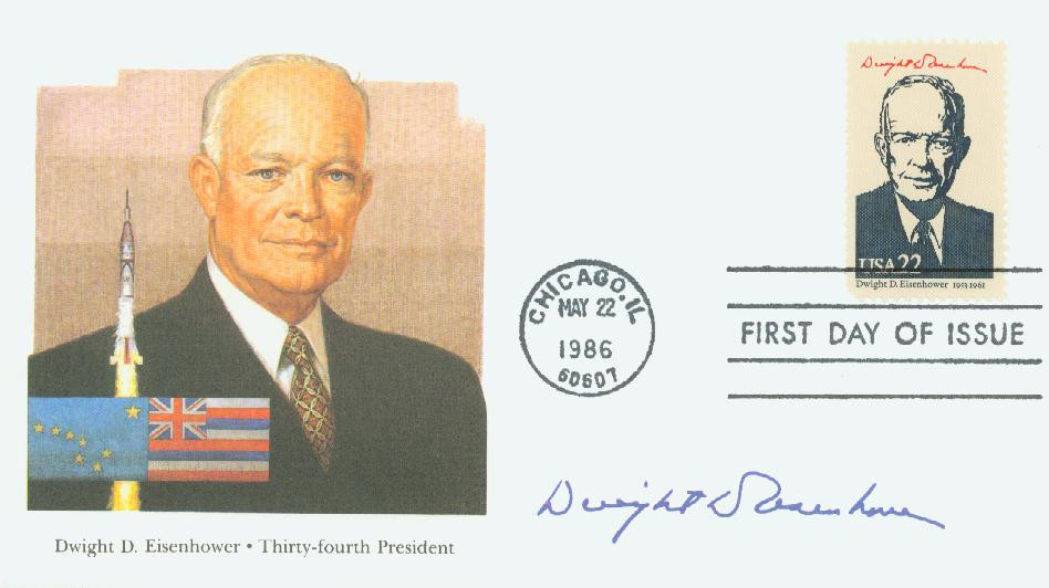 スミス ディープ50 ホワイトコーチドック　西岡サイン入り 2219g - 1986 22c AMERIPEX '86: Dwight D. Eisenhower - Mystic Stamp