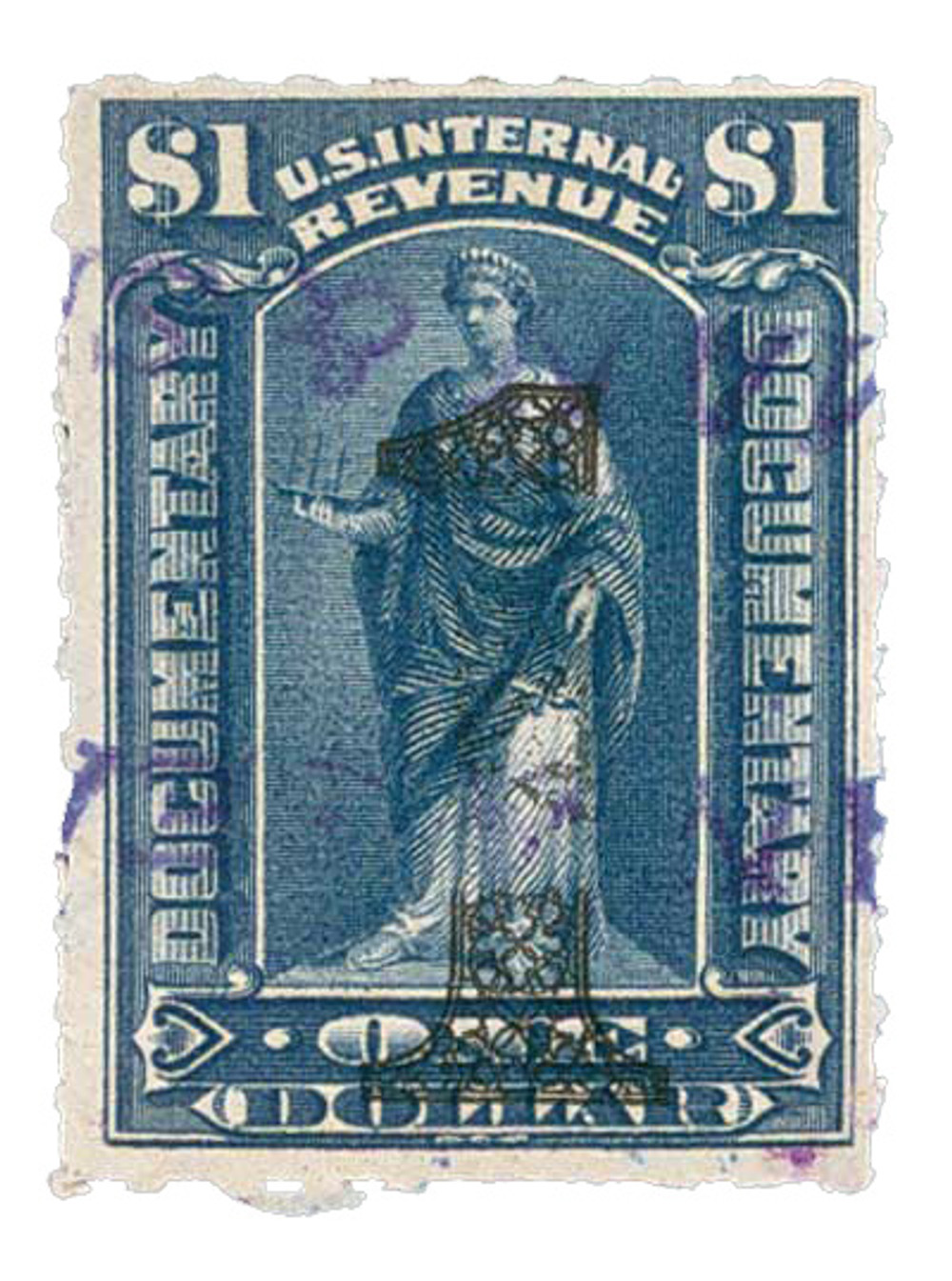 R190 - 1902 $1 US Internal Revenue Stamp - ornamental
