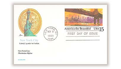 UX137 - 1989 15c America the Beautiful, Manhattan Skyline, Postal