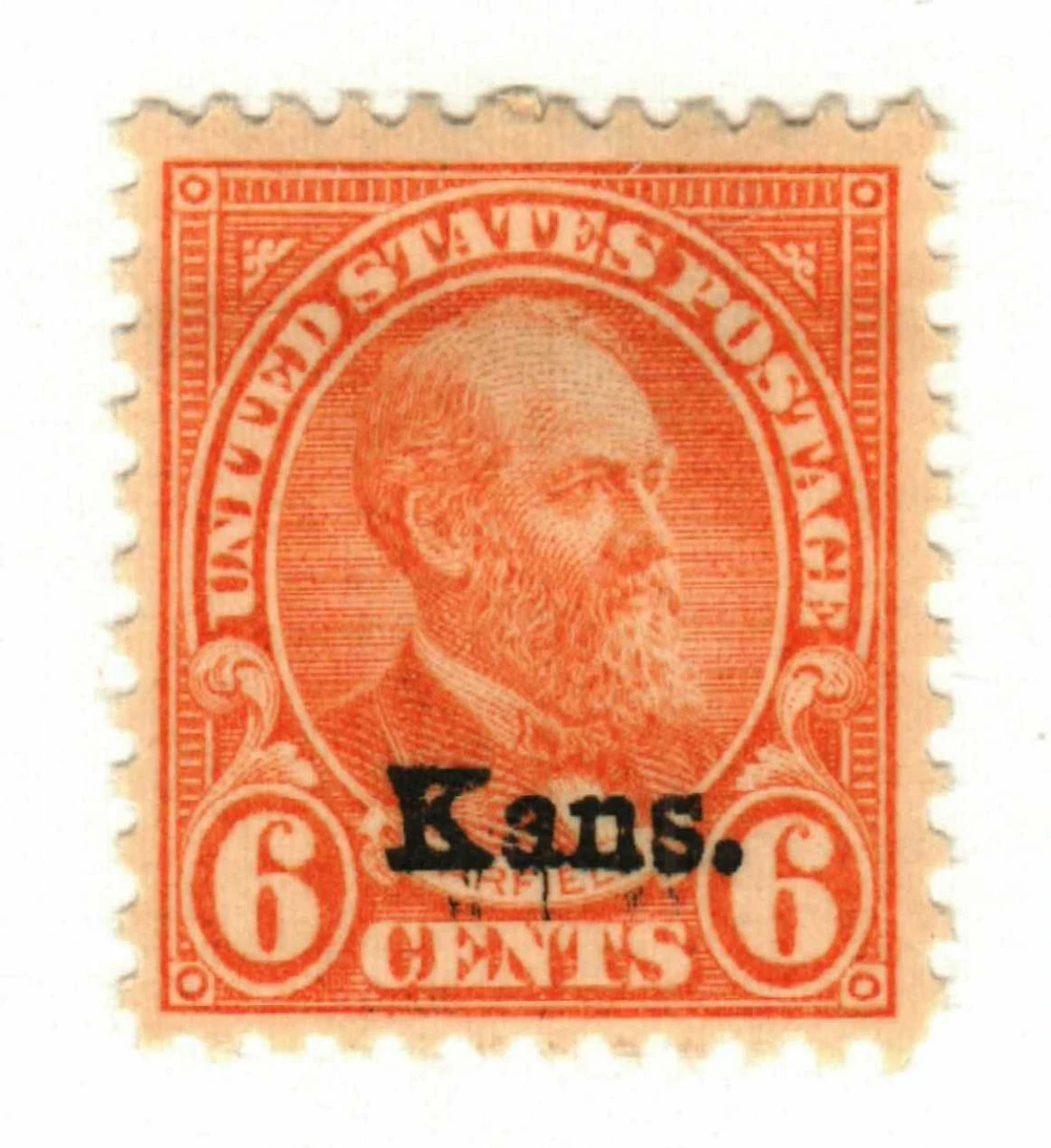 664 - 1929 6c James A. Garfield, Red Orange, Kansas Overprint