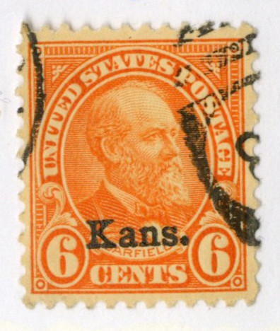 664 - 1929 6c James A. Garfield, Red Orange, Kansas Overprint