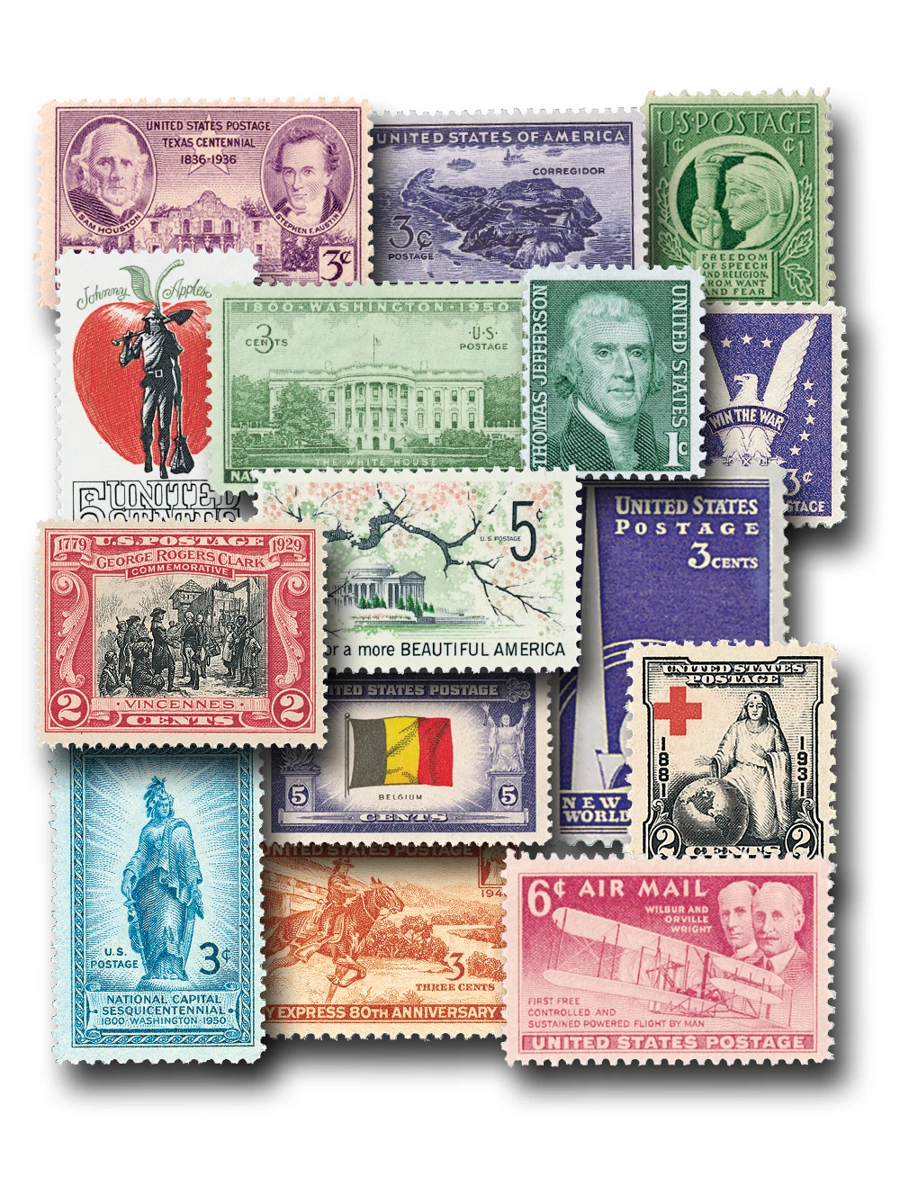MUS099 - SAVE $42 US Stamps from 1920s-60s - Mystic Stamp Company