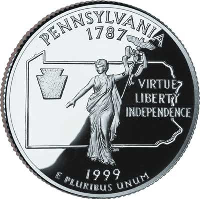 CNPA25P - 1999 Pennsylvania State Quarter, P Mint - Mystic Stamp