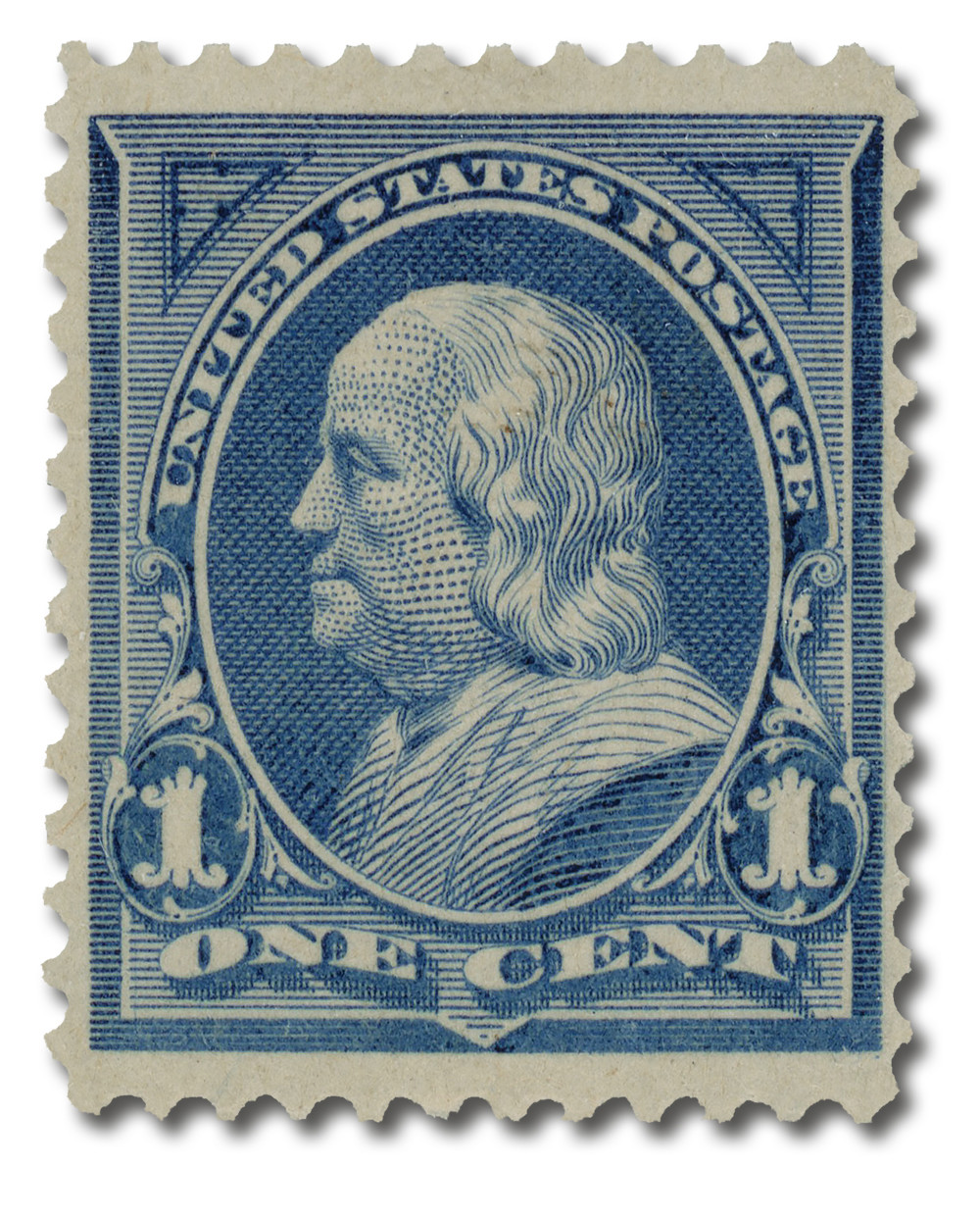 247 - 1894 1c Franklin, Blue, Unwatermarked, Perf. 12 - Mystic