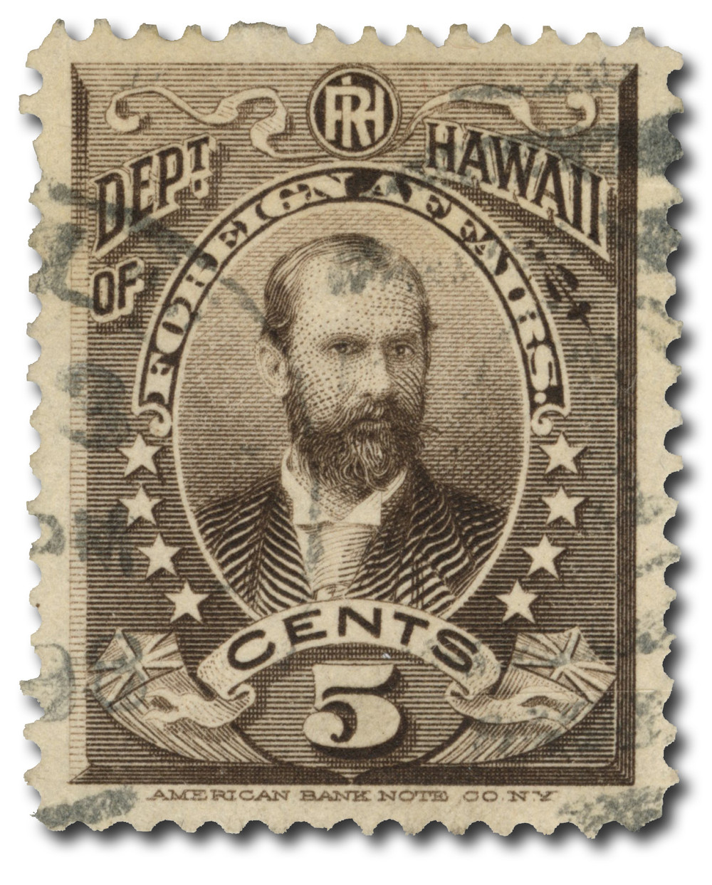 HO2 - 1896 5c Lorrin Andrews Thurston, Black Brown, Hawaii HO2 - 1896 5c Lorrin Andrews Thurston, Black Brown, Hawaii