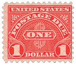 J87 - 1956 $1 Postage Due, Scarlet, Perf. 10.5x11, Unwatermarked