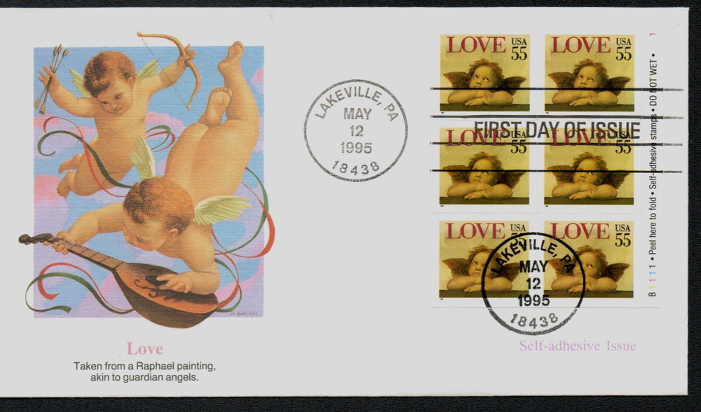 2960 - 1995 55c Love Series: Cherub, Imperf. - Mystic Stamp Company