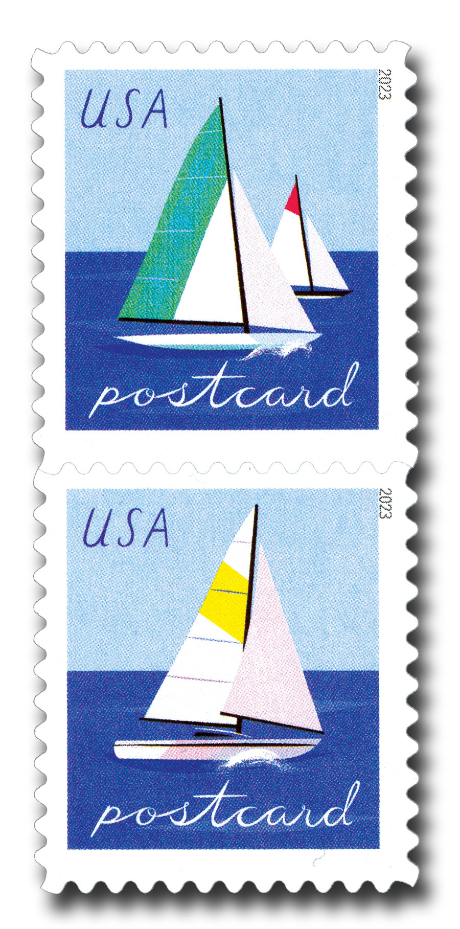 5747-48 - 2023 48c Sailboats from Sheet, Postcard Rate - Mystic
