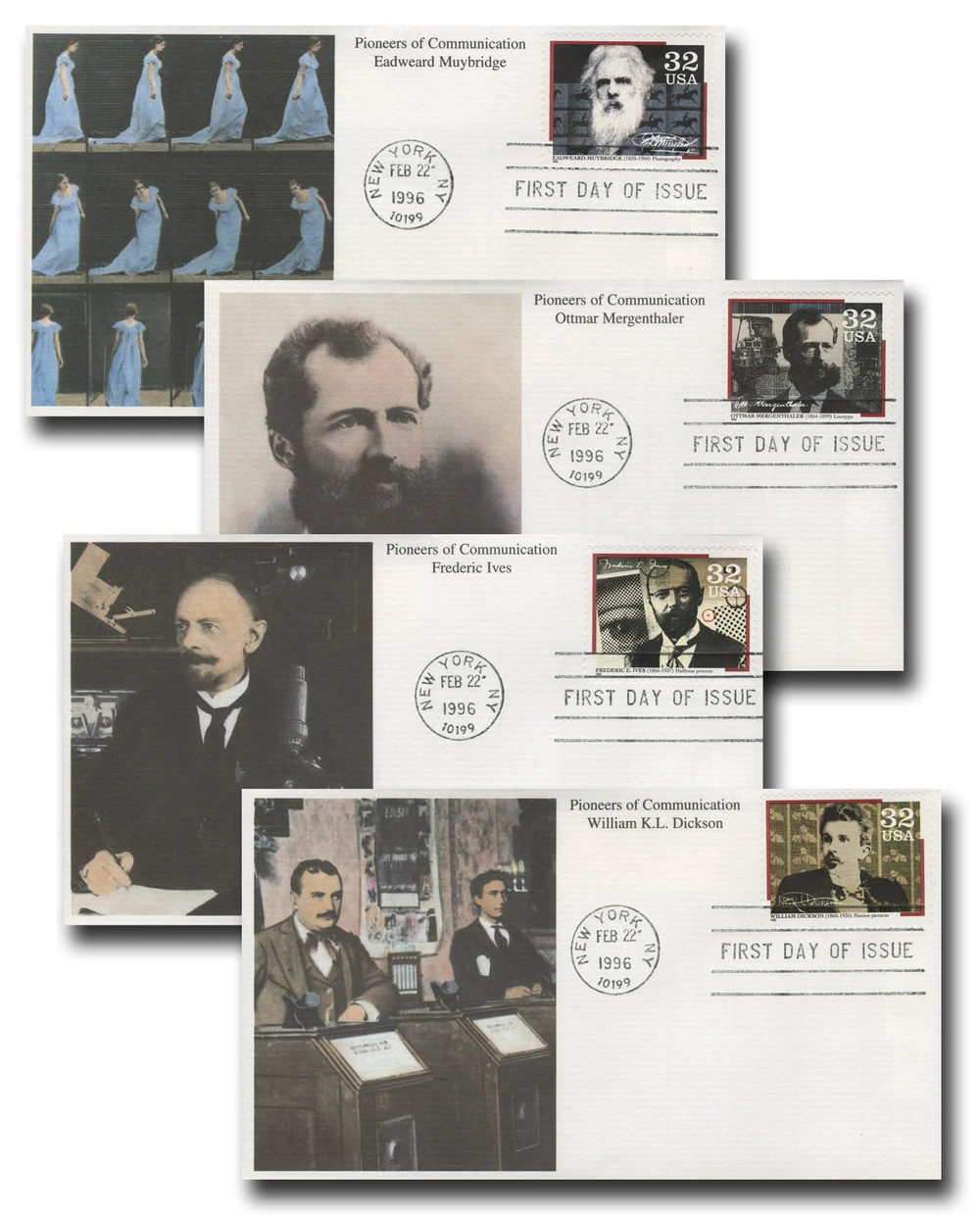 3061-64 - 1996 32c Pioneers of Communication - Mystic Stamp Company