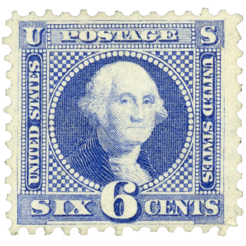 切手06 126 - 1875 6c Washington, Blue, Hard Paper, No Grill, Perf. 12
